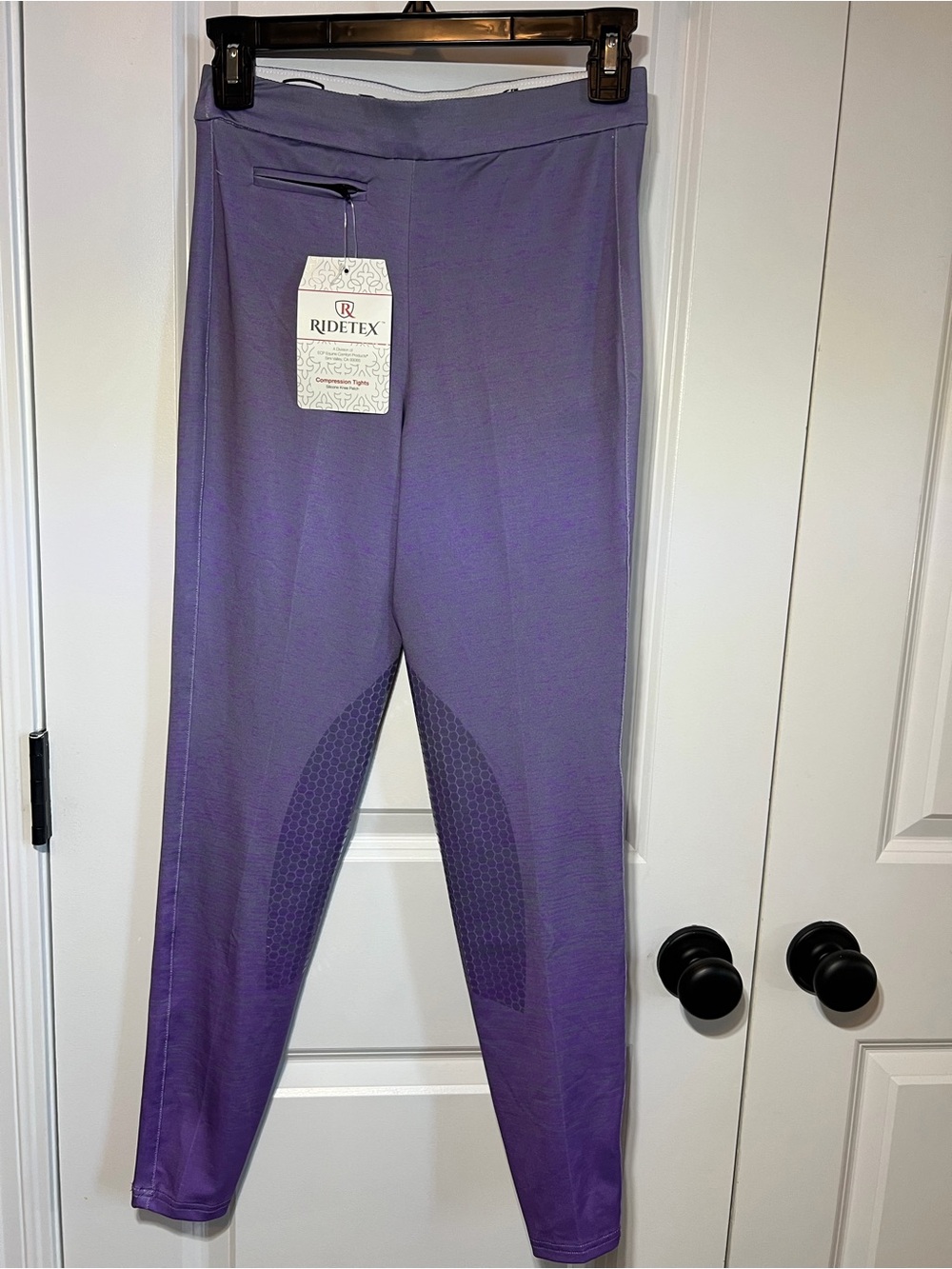 Ridetex brand compression tights designed for horseback riding